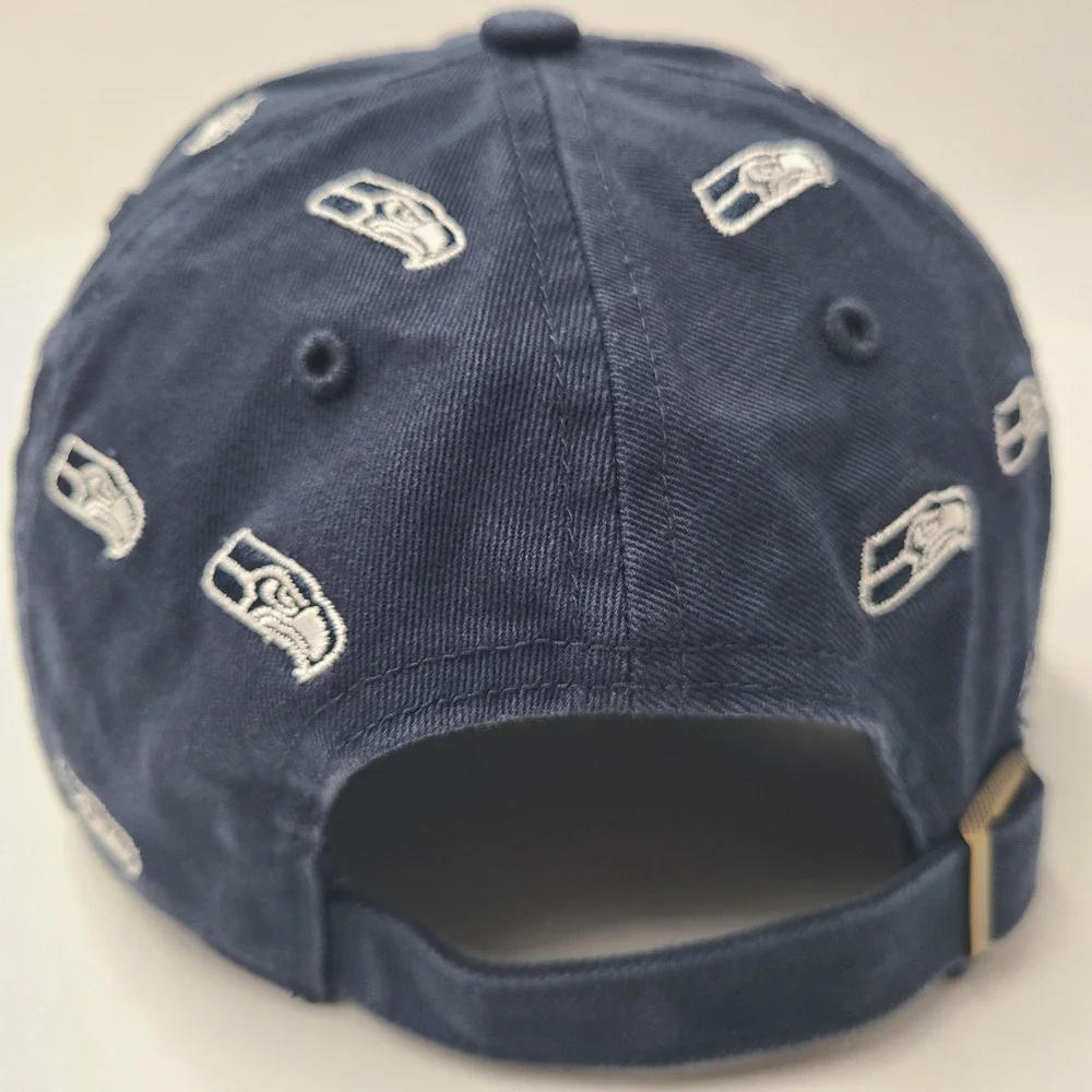 Women Seattle Seahawks Hat Strapback 47 Brand Clean Up Blue NFL All Over Print